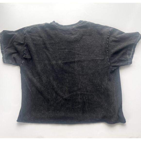 Nickelodeon Spongebob Acid Wash Gray Crop Tee Sz L - Picture 3 of 4